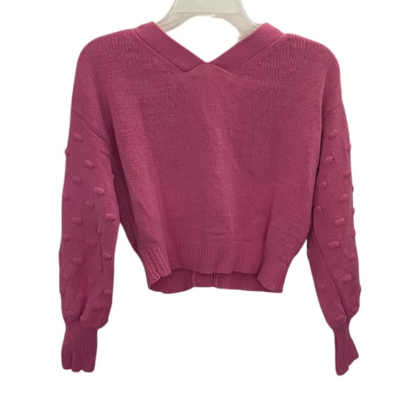 Anthropologie Moon & Madison Bobble Sleeve Crop Cardigan Sweater - Picture 2 of 5